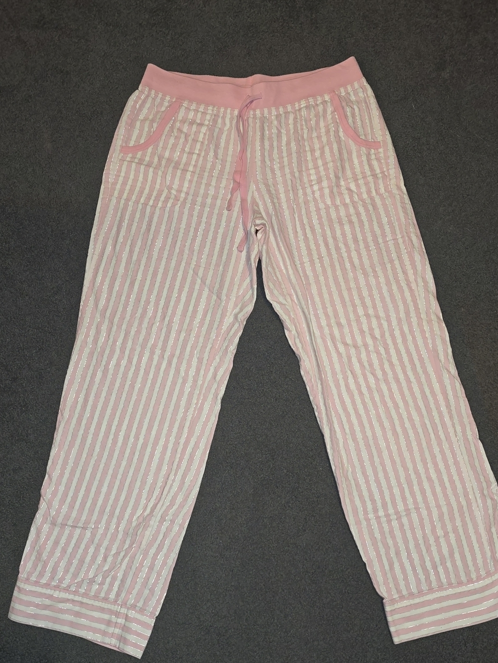 Victoria's Secret Pink and White Striped Cotton Pajama Pants